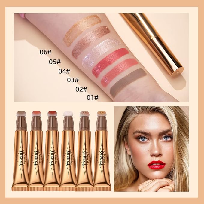 Highlighter Beauty Wand, Shimmer Liquid Highlighter Stick with Cushion Applicator, Lightweight Super Silky Cream Body Face Glowing Highlight Makeup-VivaGrace Women