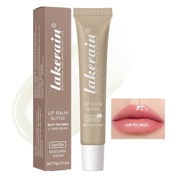 Erinde Lip Butter Balm, Moisture Hydration Lip Butter Gloss, Sheer Tinted Lip Mask and Lip Balm, Soothing Lip Treatment Care Makeup, Shine Lip Glow Oil for Dry, Chapped Lips, 01 Vanilla-VivaGrace Women