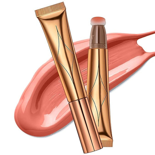 Contour Beauty Wand, Liquid Face Concealer Contouring Highlighter Blusher Stick with Cushion Applicator, Long Lasting Smooth Natural Matte Finish, Lightweight Blendable Super Silky Cream Contour Stick (02# Peach Pink)-VivaGrace Women