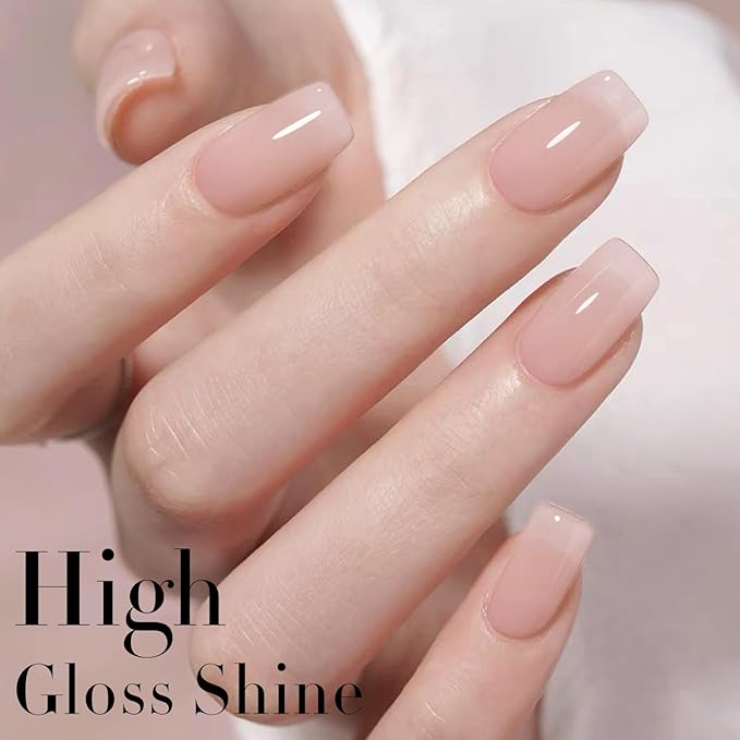 Double Rhythm Translucent Gel Polish Sheer Neutral Natural Light Milky Same Color Same Bottle 15ML Jelly Nail Polish Nail Art DIY at Home (Milky Pink-A1377)-VivaGrace Women