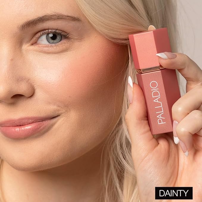 Palladio Liquid Blush for Cheeks & Lips 2-in-1 Makeup Face Blush, Weightless Cream Formula, Smudge Proof Long-Wearing Pigmented Blush, Natural Look Makeup Face Blushes, Shimmer Finish, Dainty-VivaGrace Women