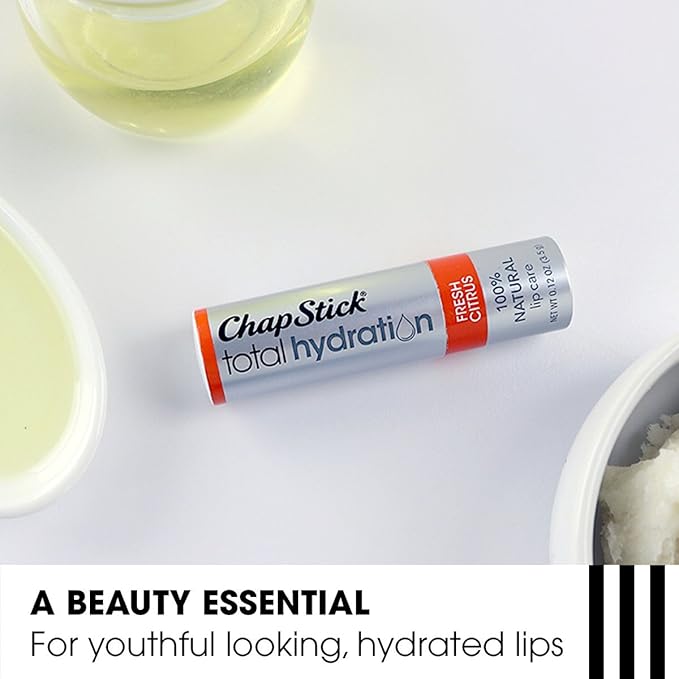 ChapStick Total Hydration (Fresh Citrus Flavor, 0.12 Ounce) Flavored Lip Balm Tube, Natural Age Defying Lip Care, Clinically Proven-VivaGrace Women