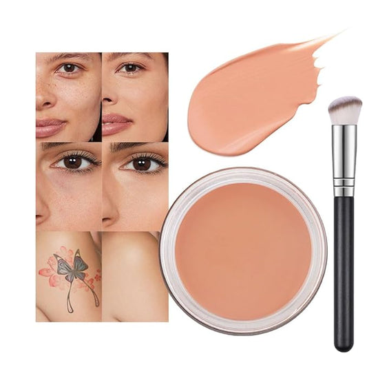 Kaely Pot Concealer Full Coverage Set,under Eye Brightener Concealer for Conceals Dark Circles,Waterproof Foundation Face Makeup Brush Kit,Color Correcting Concealer,Eye Ring corrector de ojeras 05-VivaGrace Women