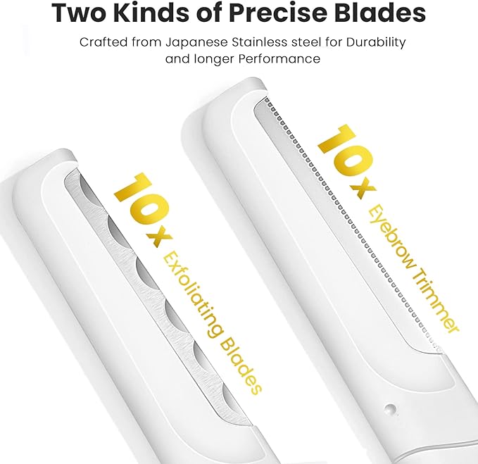 Dermaplaning Tool for Face Exfoliation, with 20 Replaceable Blades, Facial Shaver/Eyebrow Razor, Peach Fuzz Removal Eyebrow Shaper for Women, Easy to Use Dermaplaner Help Exfoliate and Smooth Skin-VivaGrace Women