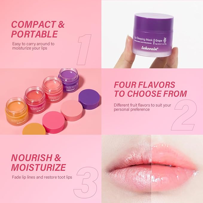 Sleeping Lip Mask, Long-Lasting Nourish & Hydrate Lip Mask, Lip Balm, Lip Oil, Lip Skin Care, Hydrating, Moisturizing Lip Lines Night Sleep Care Lip Anti-chapped Lip Cream (02# Berry)-VivaGrace Women