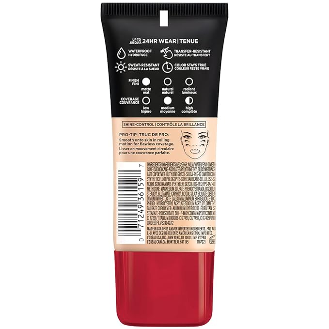 L'Oreal Paris Cosmetics Makeup Infallible Pro-Matte Liquid Longwear Foundation, Ivory Buff, 1 fl oz.-VivaGrace Women