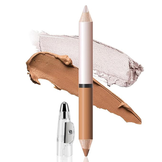 2 in 1 Cream Bronzer and Highlighter Stick,Cream Dual-Ended Highlight Contour Stick,Long Lasting & Waterproof Face Brighten Make up Pen-VivaGrace Women