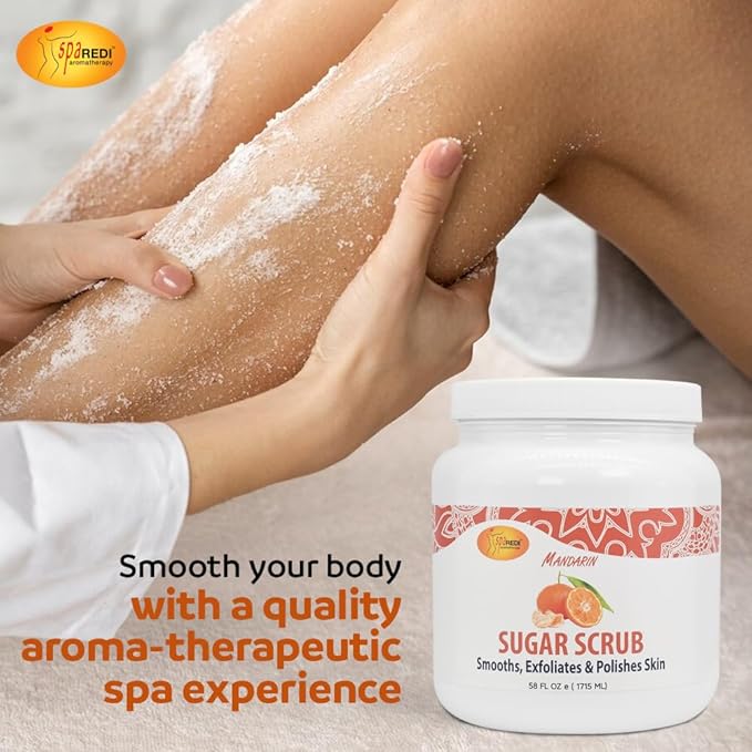 SPA REDI Sugar Scrub - Exfoliating, Moisturizing, Hydrating and Nourishing, Glow, Polish, Smooth and Fresh Skin - Body Exfoliator, Mandarin - 58 Oz-VivaGrace Women