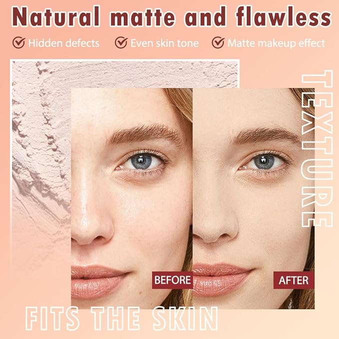 Oil Control Face Pressed Powder, Matte powder setting powder, long-lasting and waterproof loose powder, Flawless Lightweight Face Cosmetics, Cruelty-free, (03, 1 Pcs)-VivaGrace Women