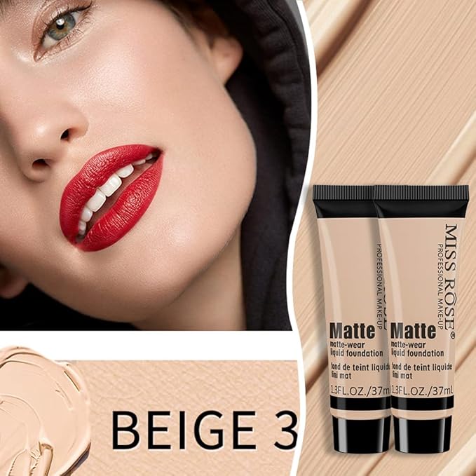 2 Pack Liquid Foundation Cream for Face Makeup,Durable Full Coverage Matte Concealer Make Up,Oil Control & Waterproof Base Primer -1+1 Fl.Oz (BEIGE 3#)-VivaGrace Women