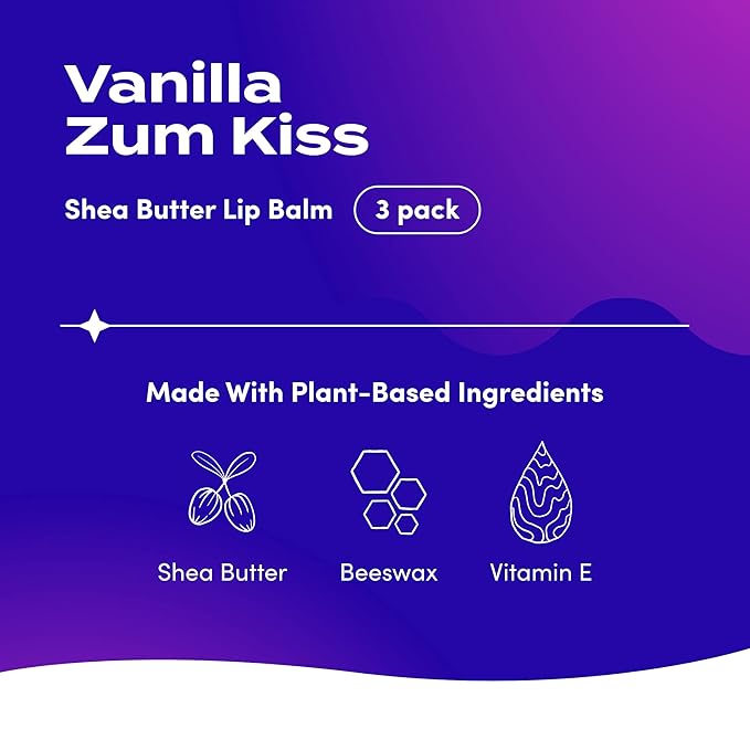 Zum Vanilla Kiss Stick (Pack of 3) with Certified Organic Sunflower Seed Oil, Beeswax, Shea Butter, Pure Essential Oils, Candelila Wax, Vitamin E and Honey, 0.15 oz-VivaGrace Women