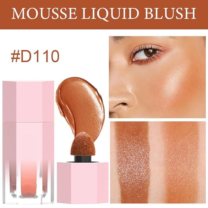 evpct 2Pcs Soft Cream Velvet Liquid Blush Makeup for Cheeks Lips, Moisturizing Lightweight Blendable Feel Waterproof Long-Wearing Smudge Proof Natural Matte Finish Looking Dewy Cheek Tint D110 & D112-VivaGrace Women