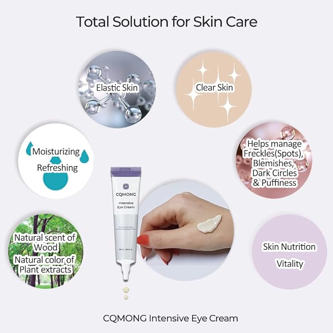 Intensive Eye Cream 1.01 fl oz for hydrating, wrinkles, elastic skin, dark circles, puffiness, fine lines, eye bags under eyes | Hyaluronic Acid, Collagen, Peptide | Korean skincare-VivaGrace Women