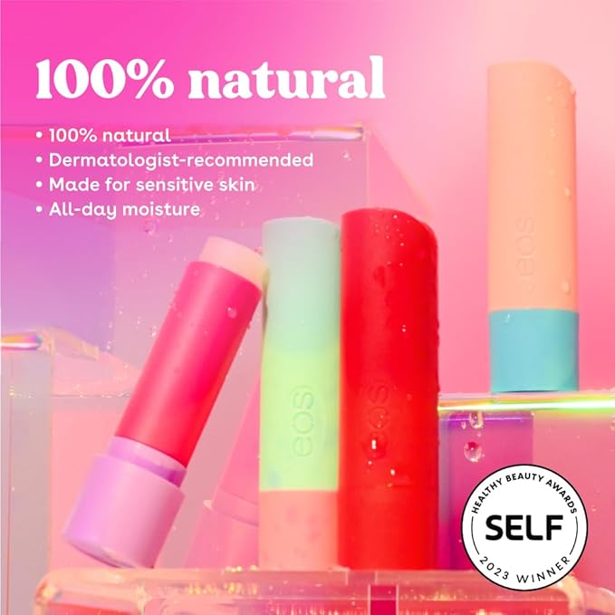 eos 100% Natural Lip Balm - Strawberry Peach and Pineapple Passionfruit, Dermatologist Recommended, All-Day Moisture, 0.14 oz, 2 Pack-VivaGrace Women