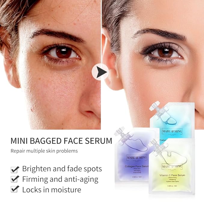 Tres Amigos Collection/Organic Hyaluronic Acid, Vitamin C, Collagen Korean Face Serums 1 oz. Total Weight-VivaGrace Women