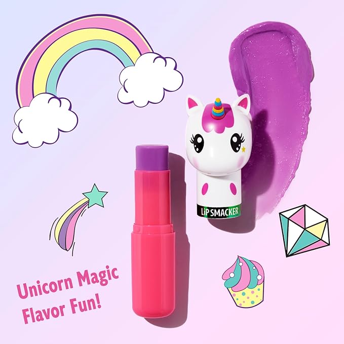 Lip Smacker Lippy Pals Unicorn, Flavored Moisturizing & Smoothing Soft Shine Lip Balm, Hydrating & Protecting Fun Tasty Flavors, Cruelty-Free & Vegan - Unicorn Magic-VivaGrace Women
