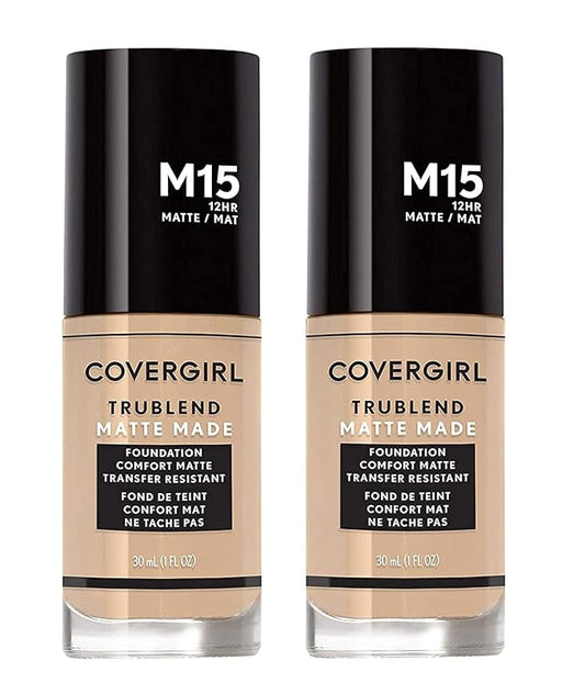 COVERGIRL Trublend Matte Made Liquid Foundation, M15 Buff Beige, 1.01 Fl Oz, 2 Count-VivaGrace Women
