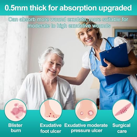 Dimora Hydrocolloid Dressing 4" x 4" for Wound Care, 10 Pack Large Patch Bandages with Self-Adhesive for Bedsore, Burn, Blister, Acne Care, Super Absorbent for Fast Healing-VivaGrace Women