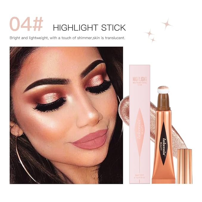 Liquid Highlighter Beauty Stick, Highlighter Makeup, Highlighter Wand,Liquid Beauty Stick With Cushion Applicator For Highlighter, Natural Matte FinIsh Makeup For Women(04#)-VivaGrace Women