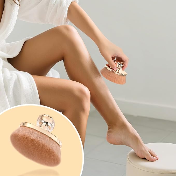 Extra Large Body Makeup Brush for Self Tanner – 115mm Wide Rose Gold Kabuki Body Brush for Bronzer Blend & Blur, Vegan Fiber Self Tanning Brush for Legs & Body with Drawstring Bag by Yoseng-VivaGrace Women