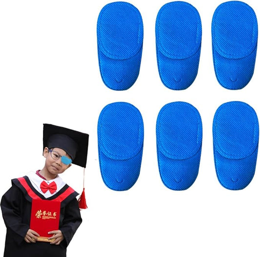 6 Piece Pack Children's Eye Patch can Cover Any Eye Patch, Treatment Amblyopia Strabismus Lazy Eye Patch, Reusable Medical Eye Patch (Medium Size, Blue)-VivaGrace Women