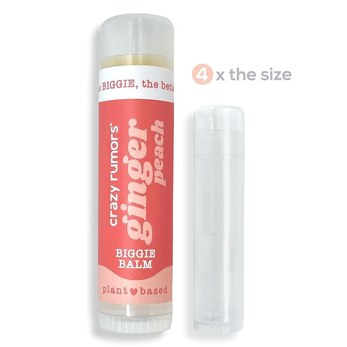 Crazy Rumors Biggie Ginger Peach Flavored All Natural, Plant Based Lip Balm to Moisturize and Nourish your Lips - Ginger Peach tube 0.6 oz (4x Larger than standard 0.15 oz lip balm)-VivaGrace Women
