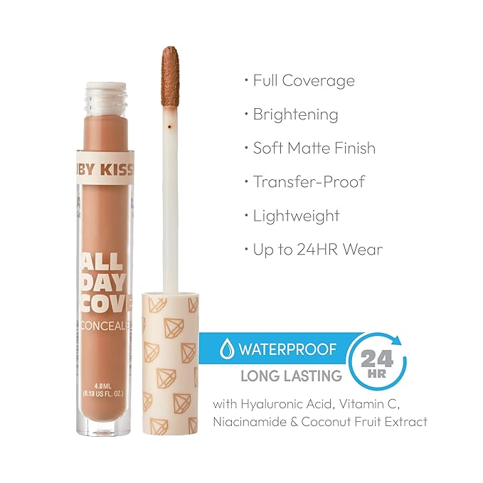 Ruby Kisses All Day Concealer Lightweight Full Coverage Multi-Use Concealer 0.13 Fl Oz (Warm Honey)-VivaGrace Women