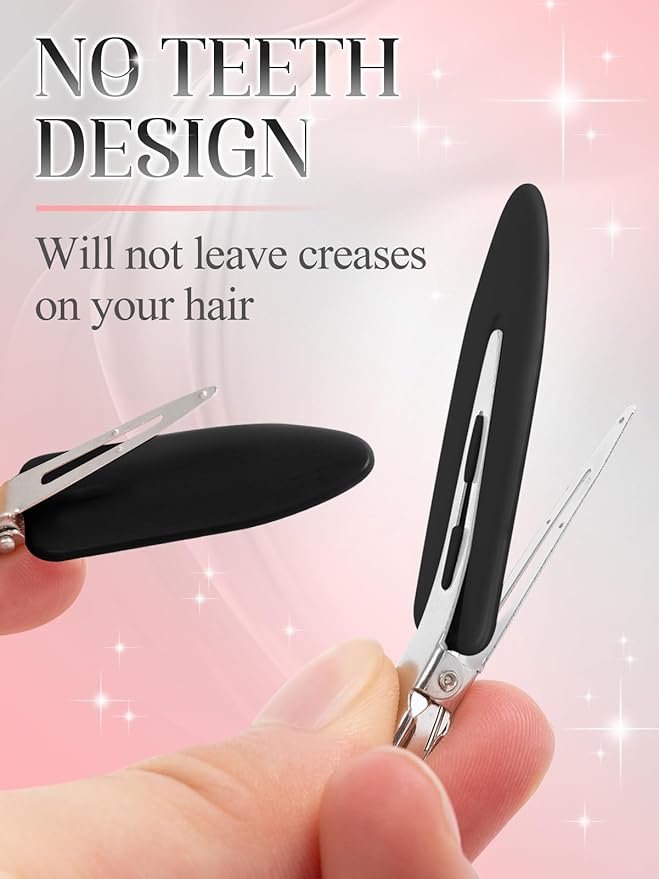 8Pcs No Bend No Crease Hair Clips - Styling Duck Bill Clips Alligator Hair Barrettes for Styling Sectioning Small Gifts for Women Girl Salon Hairstyle Hairdressing Bangs Waves, Black & White-VivaGrace Women