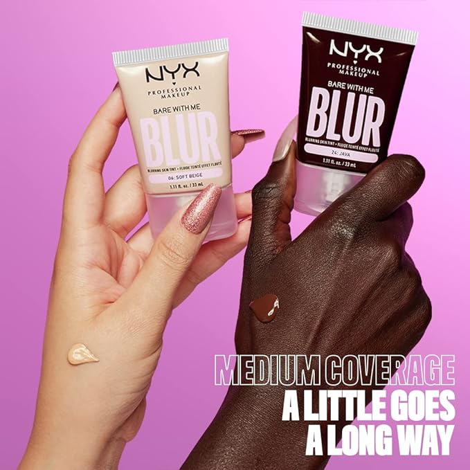 NYX PROFESSIONAL MAKEUP Bare With Me Blur Skin Tint Foundation Make Up with Matcha, Glycerin & Niacinamide - Espresso-VivaGrace Women