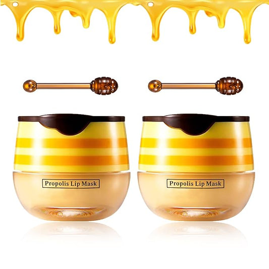 2PCS Bee Lip Balm Honey Pot Honey Lip Balm Sleeping Lip Mask Silky Hydrating Bee Lip Balm Lip Mask Overnight Lip Care Products-VivaGrace Women