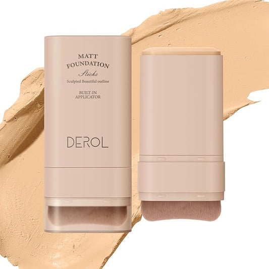 Multi-Use Foundation Stick Makeup with Brush,High Coverage Blendable Lightweight Contour Stick,Waterproof Flawless Natural Finish Creamy Foundation Makeup,Longwear Face Makeup Stick(#1)-VivaGrace Women