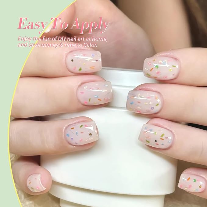 Born Pretty Jelly Pastel Gel Nail Polish 6 Colors Spring Summer Yellow Green Blue Purple Pink Candy Sweet Colors Apex Building Effect Gel Polish Kit Nail Art Gel Manicure Kit DIY at Home Salon Gifts-VivaGrace Women