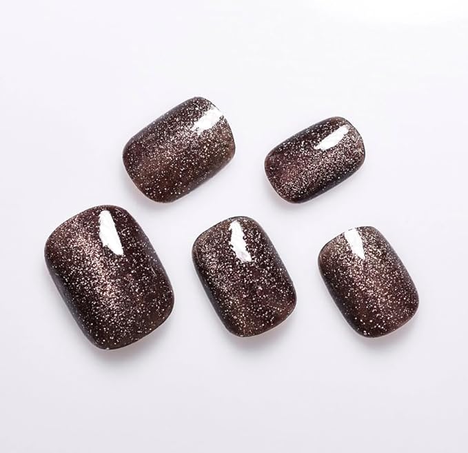 Curvlife Press on Nails Acrylic Fake Nails with Design Full Cover False Nails Reusable Nail Kit with Nail Glue Adhesive Tabs Nail File Artificial Glue on Nails (Gray star point, 30pcs)