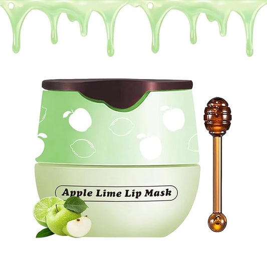 1 PCS Bee Lip Balm Honey Pot, Exfoliating Apple Bee Lip Balm Sleeping Lip Mask Overnight with Sticks, Honey Pot Lip Balm Prevention Dry Hydrating and Crack Lip Scrubs-VivaGrace Women