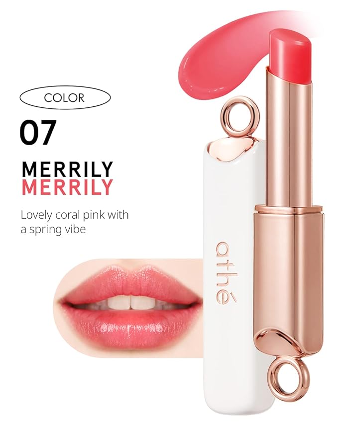 ATHÉ Authentic Lip Balm 07 MERRILY (Tinted), Lightweight Wear & Plumping Lips without Stickiness, Moisturizing & Nourishing Plant-Based Vegan Chapstick for Dry, Petrolatum Free, Cruelty-Free-VivaGrace Women