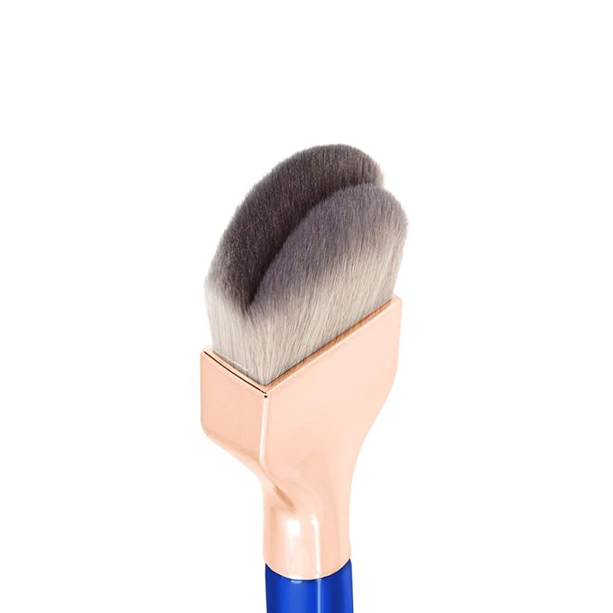 Bdellium Tools Professional Makeup Brush - Golden Triangle 971 Large Slanted Double Dome Blender - With All Vegan and Soft Synthetic Fibers, For Foundation Application & Blending (Blue, 1pc)-VivaGrace Women