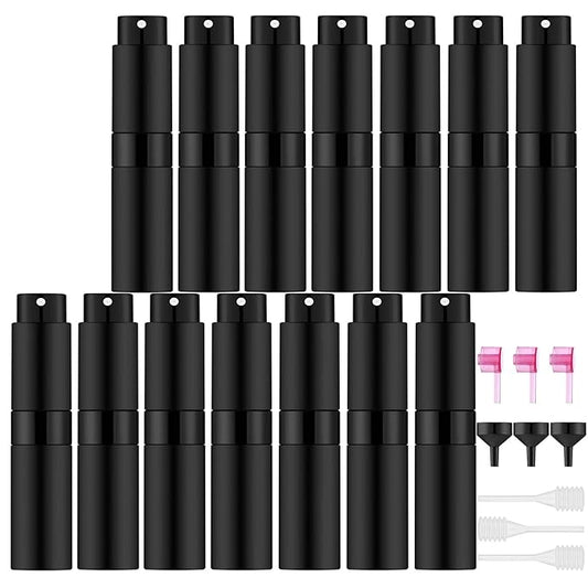 14 PCS/8ML Portable Atomizer Perfume Bottles, Mini Empty Refillable Cologne Spraye Bottle, Pocket Travel Perfume Liquid Sprayer (Matte Black)-VivaGrace Women