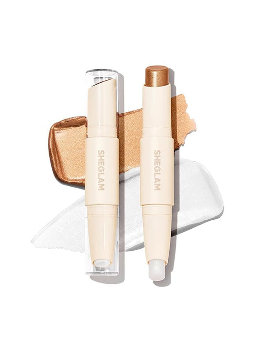SHEGLAM 2 In 1 Dual Head Cream Contour Highlighter Stick Highly Pigmented Face Bronzer Makeup - Pearl & Sand-VivaGrace Women