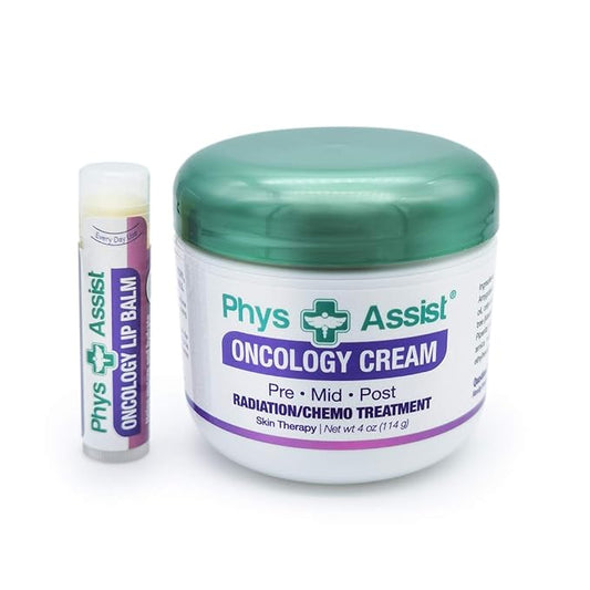 PhysAssist Oncology Cream 4 oz plus Lip Balm. Hydrates and Pampers Stressed skin. Made with a blend of natural Botanicals. Clinically Tested, Non Irritant.-VivaGrace Women
