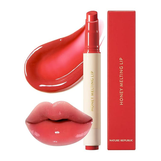 Nature Republic HONEY MELTING LIP (04 POMEGRANATE) SOFT LIP STICK, Hydrating Gloss, Moisturizing balms, Sheer tint, Shine & Glowy Finish, korean make up-VivaGrace Women