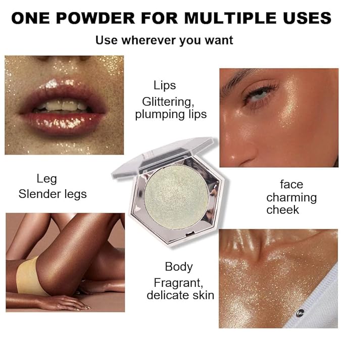 Shimmer Pearl Champagne Gold Highlighter Makeup Contour Palette,Face Illuminator Highlighter, Blush and Makeup Highlighter Bronzer Palette Highlighter+Makeup iluminadores Make Up (Dazzling)-VivaGrace Women