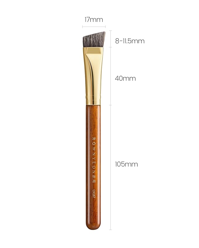 Desert Oak Series Flat Angled Eyebrow Brush - Straight Edge Design for Natural Hair-Like Strokes, 50% Weasel & Goat Hair Blend, Ebana Handle & Brass Ferrule (CM 167)-VivaGrace Women