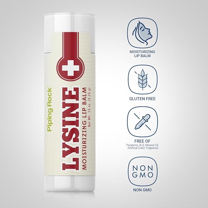 Piping Rock Lysine Lip Balm | 0.15 oz | Moisturizing and Soothing | Non GMO, Gluten Free-VivaGrace Women