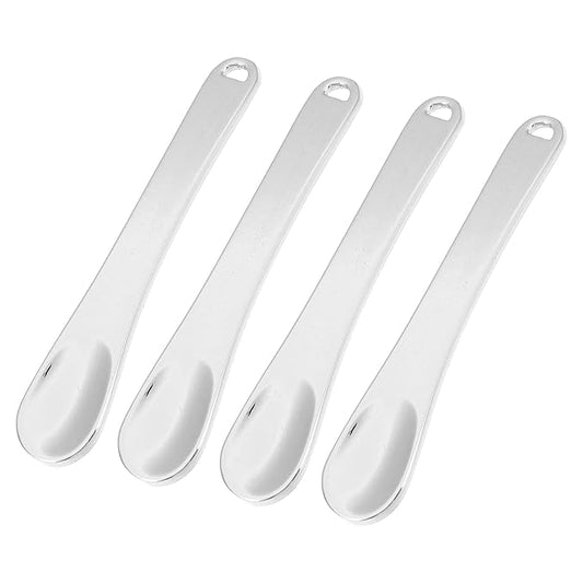 VOCOSTE 4 Pcs Makeup Spatula Mini Spoon, Eye Cream Massage Sticks Beauty Scoop, for Facial Cosmetic Face Cream, Zinc Alloy 2.32"x0.46", Silver Tone-VivaGrace Women