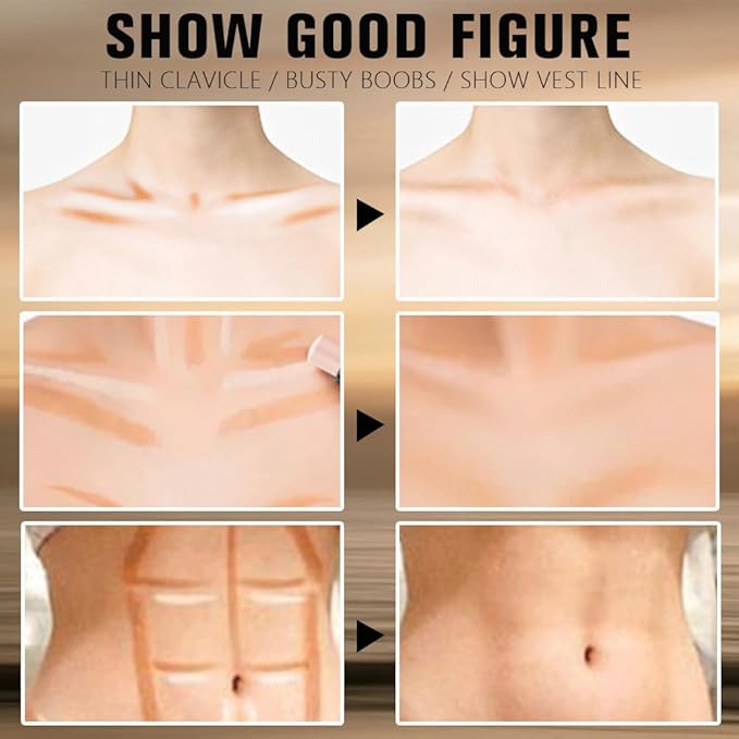 2in1 Cream Contour Highlighter Stick, Neutral Bronzer Makeup Sticks, Applies Dual-Ended Sculpting Stick for Face Body, Long Lasting Waterproof No Smudging, Suitable for Makeup Beginners-Fair-VivaGrace Women