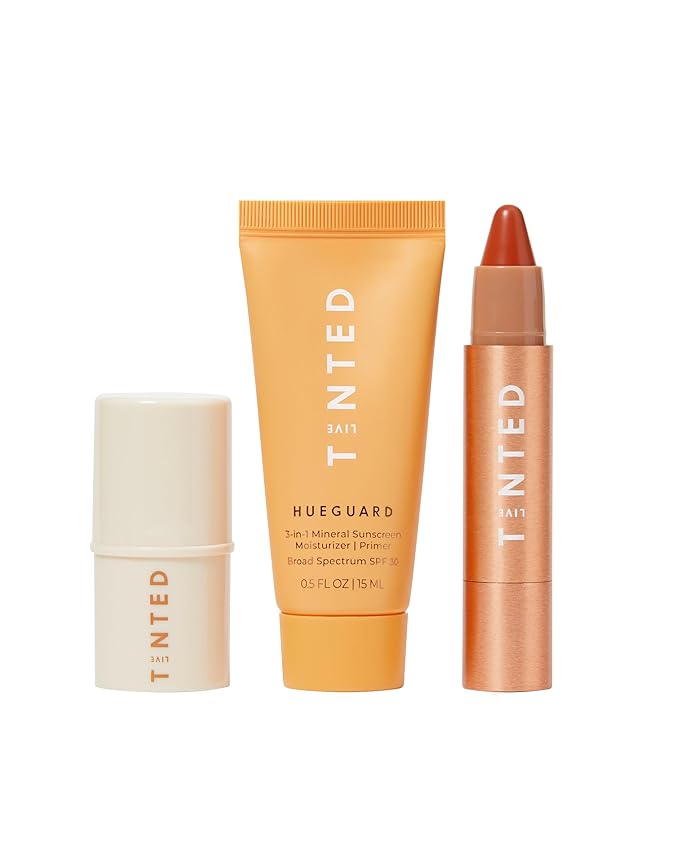 Live Tinted Hyperpigmentation Essentials Glow Up Set: Includes Mini Superhue Hyperpigmentation Serum Stick, Mini Hueguard 3-in-1 Mineral SPF 30, and Full-sized Huestick in Rise, 3-Piece Set-VivaGrace Women