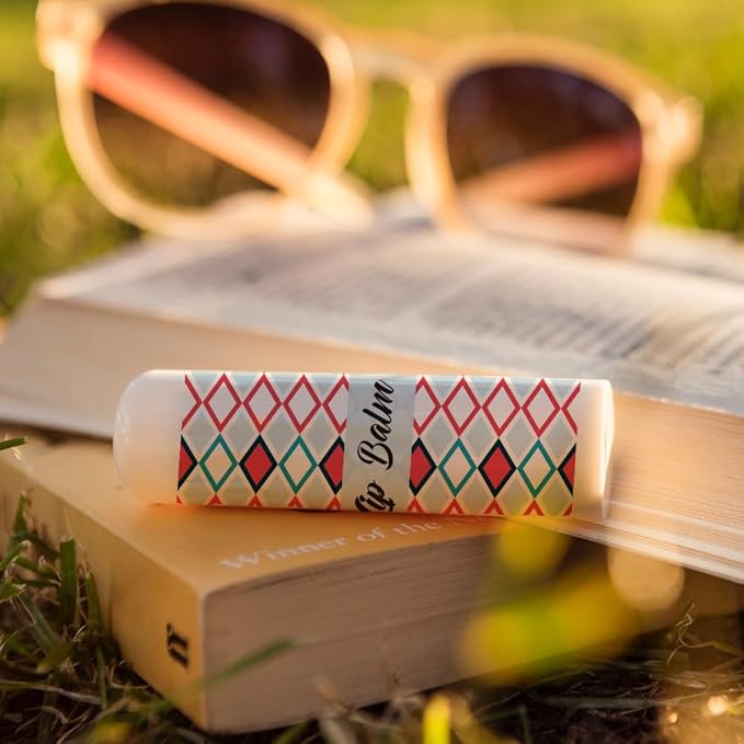 OLYCRAFT 100Pcs Self-Adhesive Lip Balm Tag Stickers 1.7x2.1 inch Waterproof Adhesive Label with Texture Pattern Rectangle Lipstick Tag Sticker for Lip Balm Container Tubes Lipstick Wrapping Decoration-VivaGrace Women