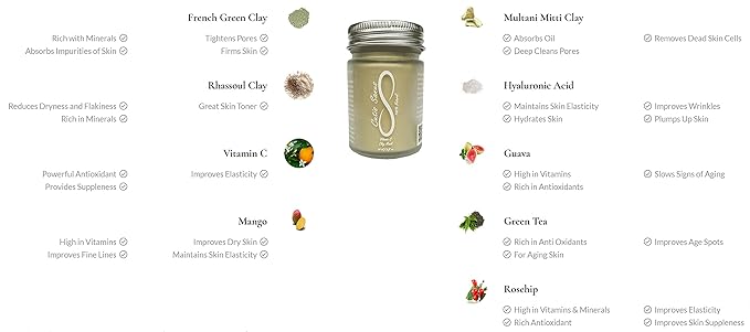 100% Natural Vitamin C Clay Exfoliating Face Mask 60g All Clay & No Water …-VivaGrace Women