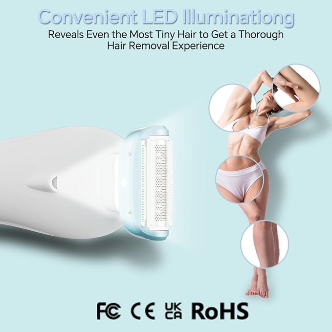 Electric Shaver for Women, Bikini Trimmer Wet & Dry Use, Body Hair Removal, Electric Razors for Leg Armpit Public Painless, Cordless Rechargeable Trimmer, Detachable Head, with LED Light-VivaGrace Women