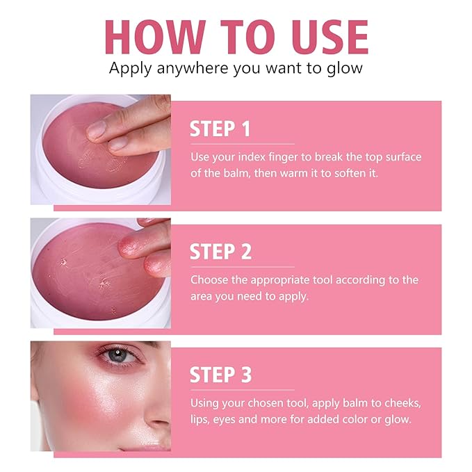 KYDA Miracle Glow Balm, Glow Tinted Blush Balm, Multiuse Face Balm for Cheek Lips Eyes, Hydrating Cream Blush, Blendable Lightweight, Shimmer Blusher, Earth Rose, 1.76 oz-VivaGrace Women